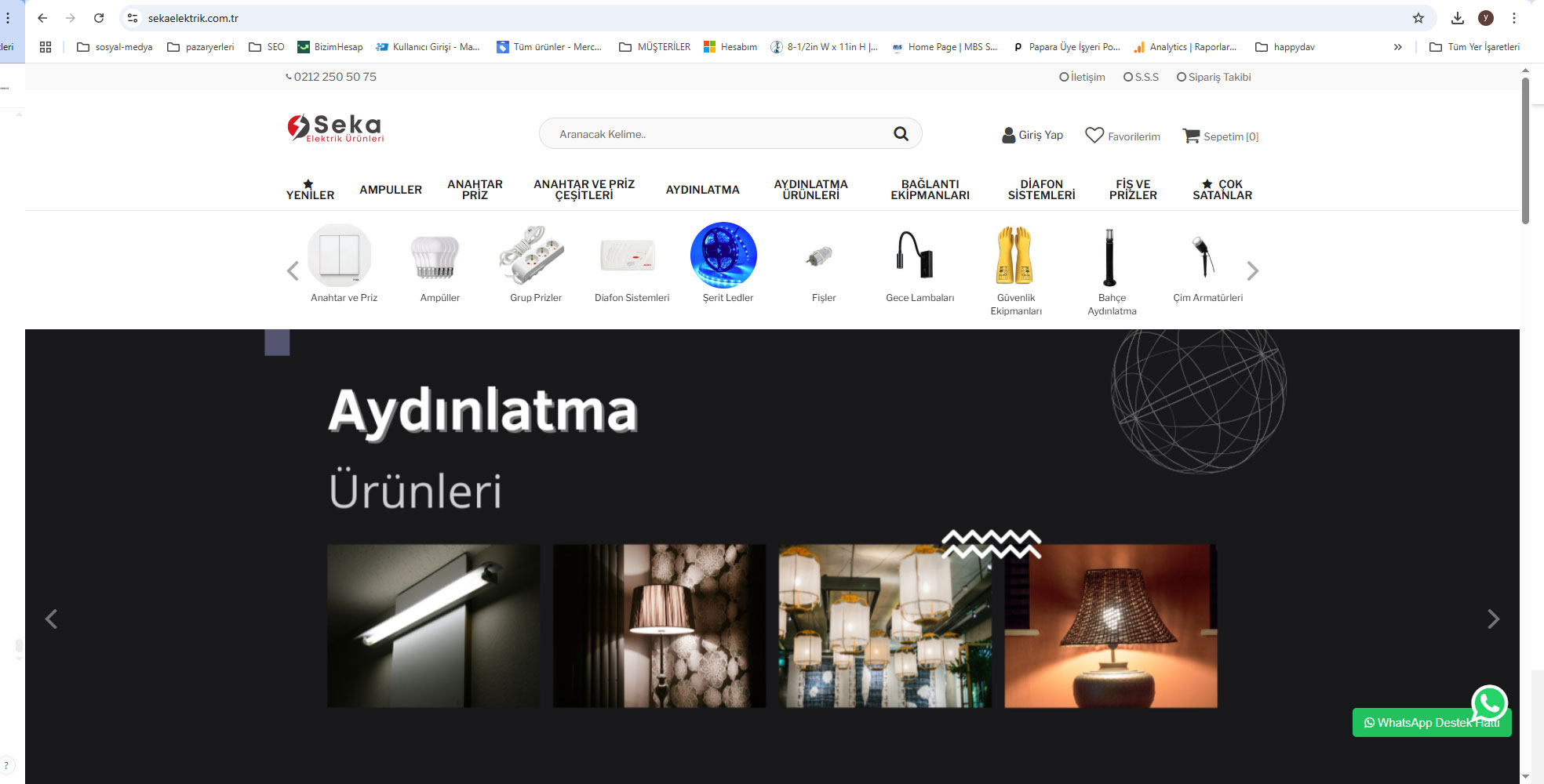 Seka Elektrik – E-Ticaret Sitesi Çalışması